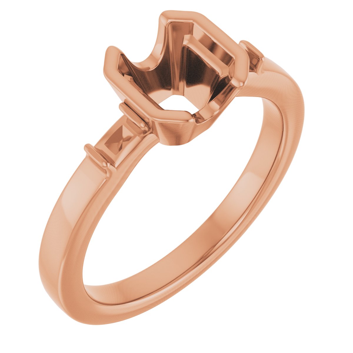 Half-Bezel Baguette Accented Engagement Ring