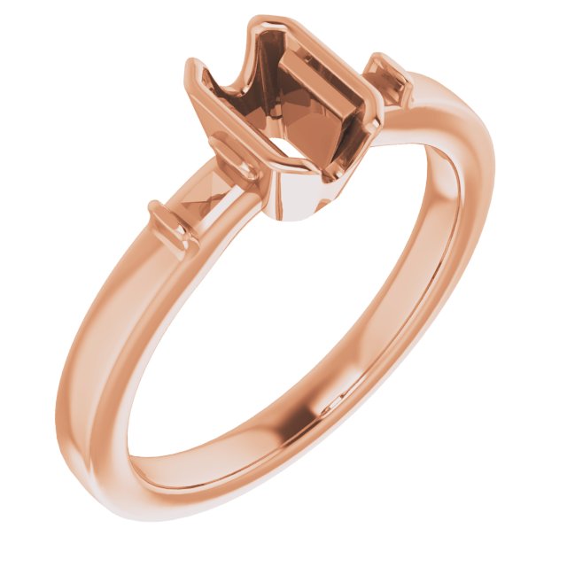 Half-Bezel Baguette Accented Engagement Ring