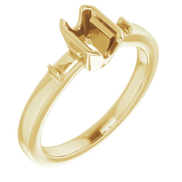 Half-Bezel Baguette Accented Engagement Ring
