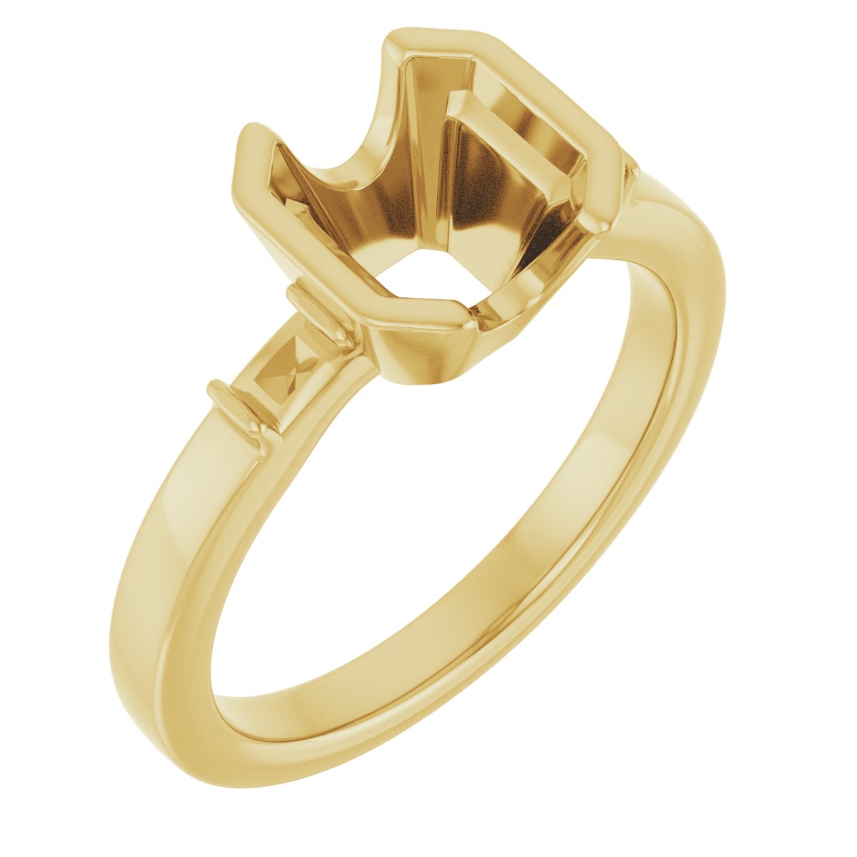 Half-Bezel Baguette Accented Engagement Ring