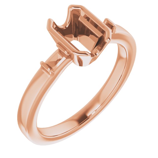 Half-Bezel Baguette Accented Engagement Ring