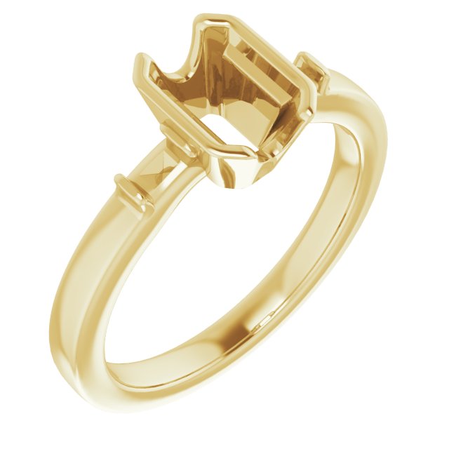 Half-Bezel Baguette Accented Engagement Ring