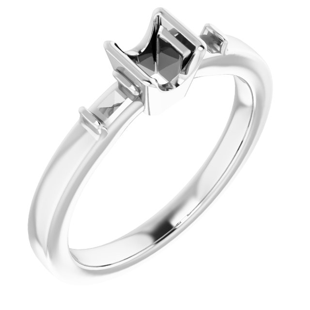 Half-Bezel Baguette Accented Engagement Ring