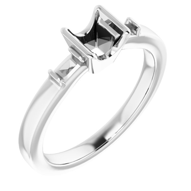 Half-Bezel Baguette Accented Engagement Ring