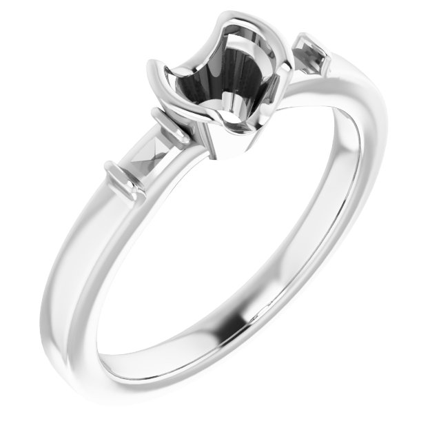 Half-Bezel Baguette Accented Engagement Ring