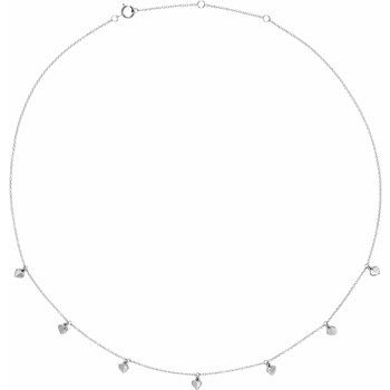 14K White Heart 7 Station 16 to 18 inch Necklace Ref 16746628
