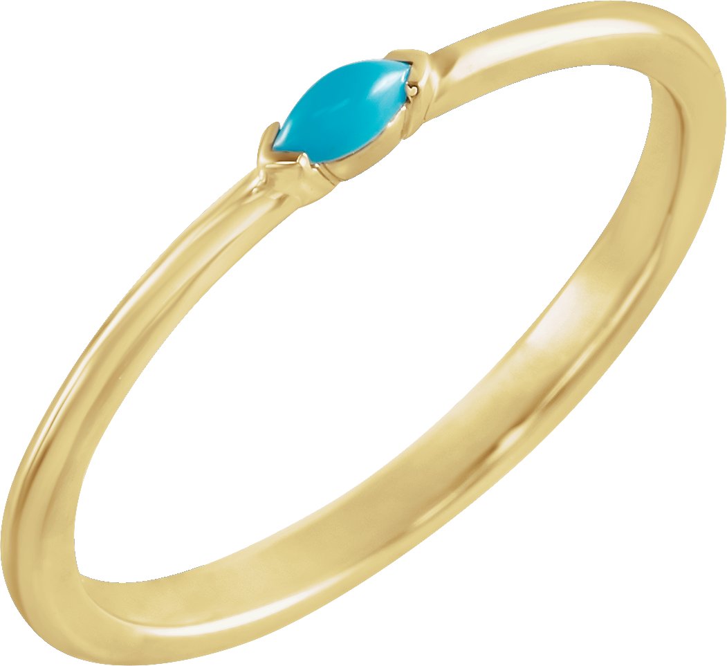 14K Yellow Natural Turquoise Stackable Ring 