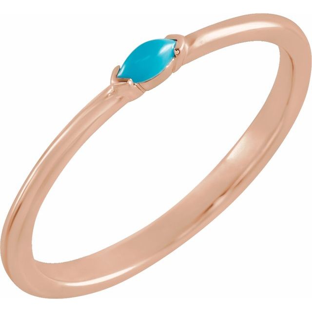 14K Rose Natural Turquoise Stackble Ring