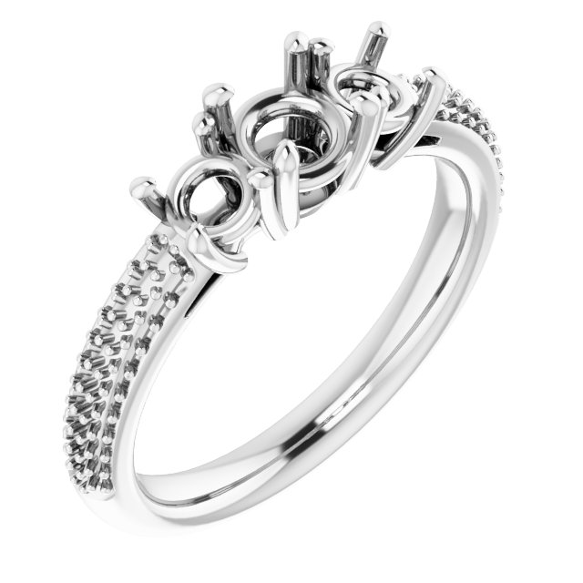 Pavé-Style Three-Stone Engagement Ring