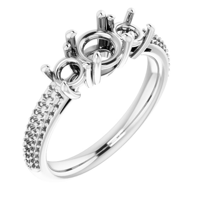 Pavé-Style Three-Stone Engagement Ring