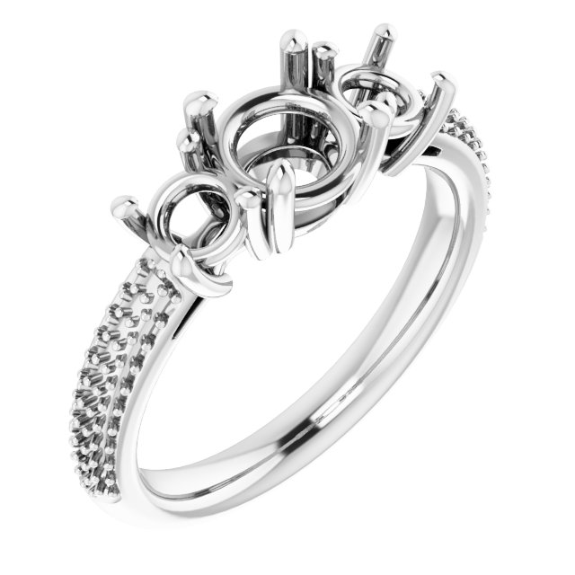 Pavé-Style Three-Stone Engagement Ring