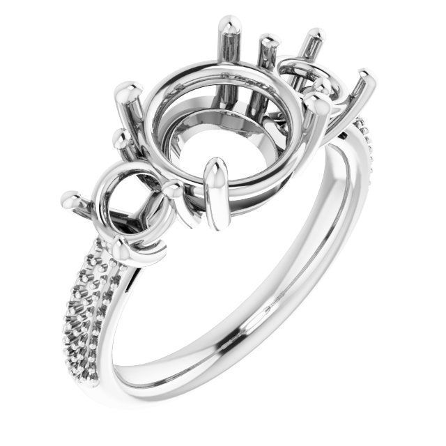 Pavé-Style Three-Stone Engagement Ring