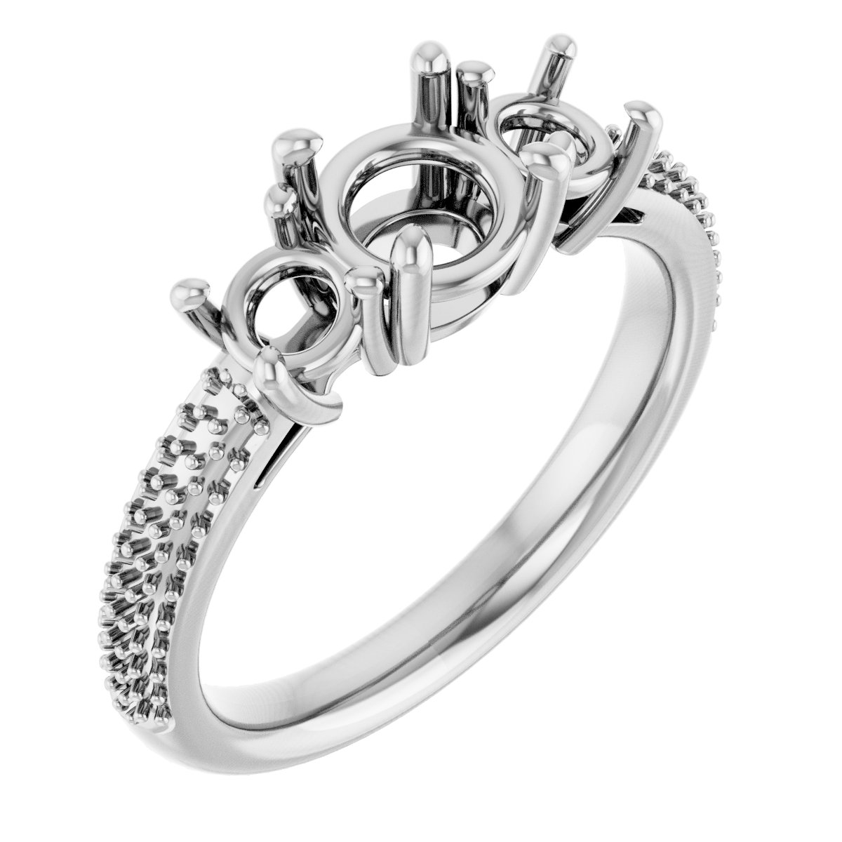 Pavé-Style Three-Stone Engagement Ring