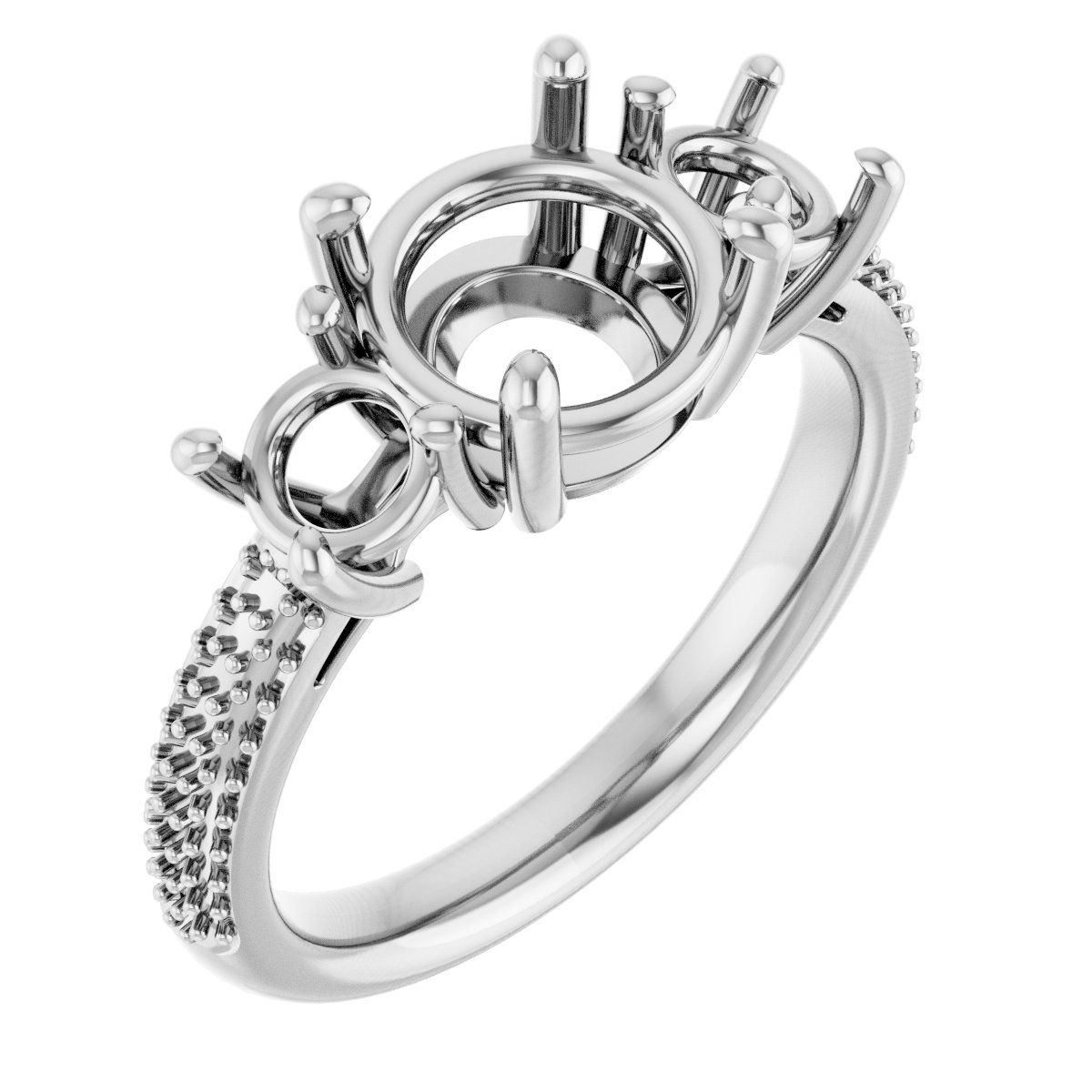 Pavé-Style Three-Stone Engagement Ring