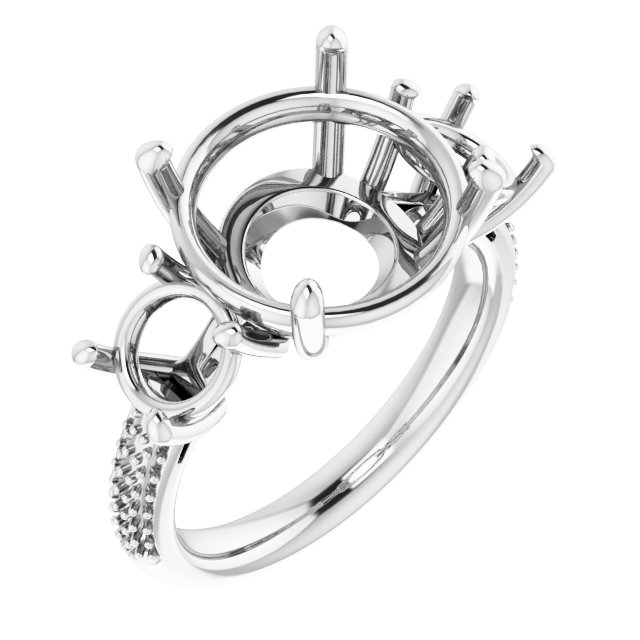 Pavé-Style Three-Stone Engagement Ring