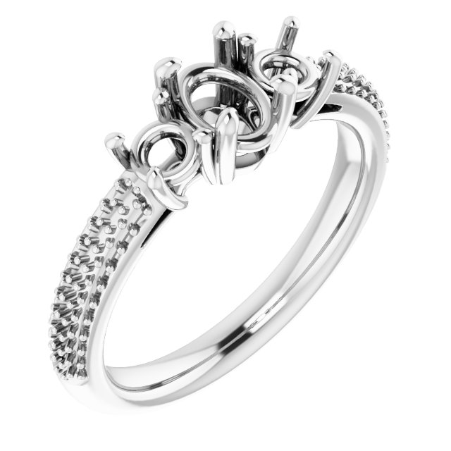 Pavé-Style Three-Stone Engagement Ring