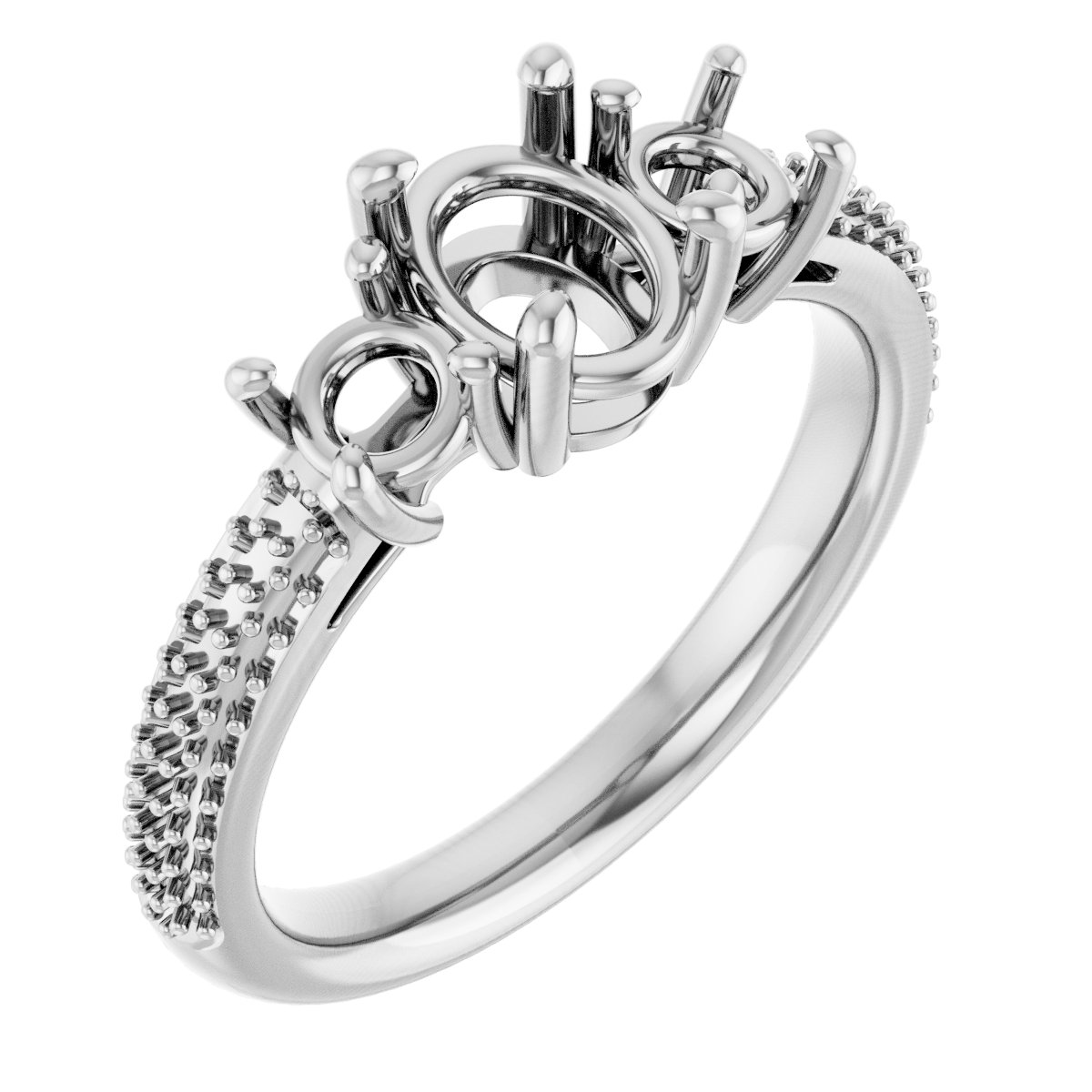 Pavé-Style Three-Stone Engagement Ring