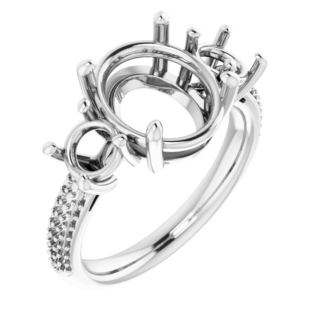 Pavé-Style Three-Stone Engagement Ring