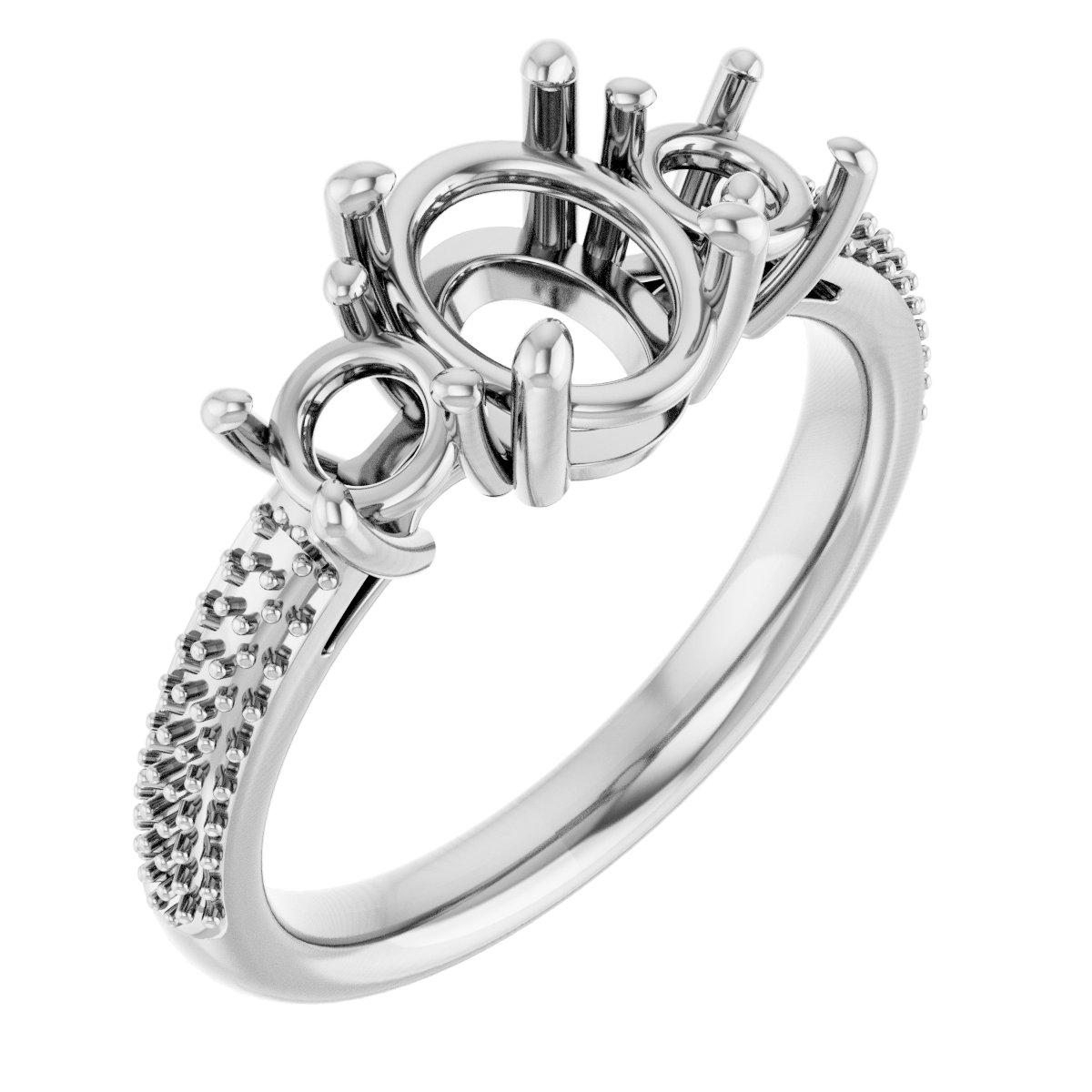 Pavé-Style Three-Stone Engagement Ring