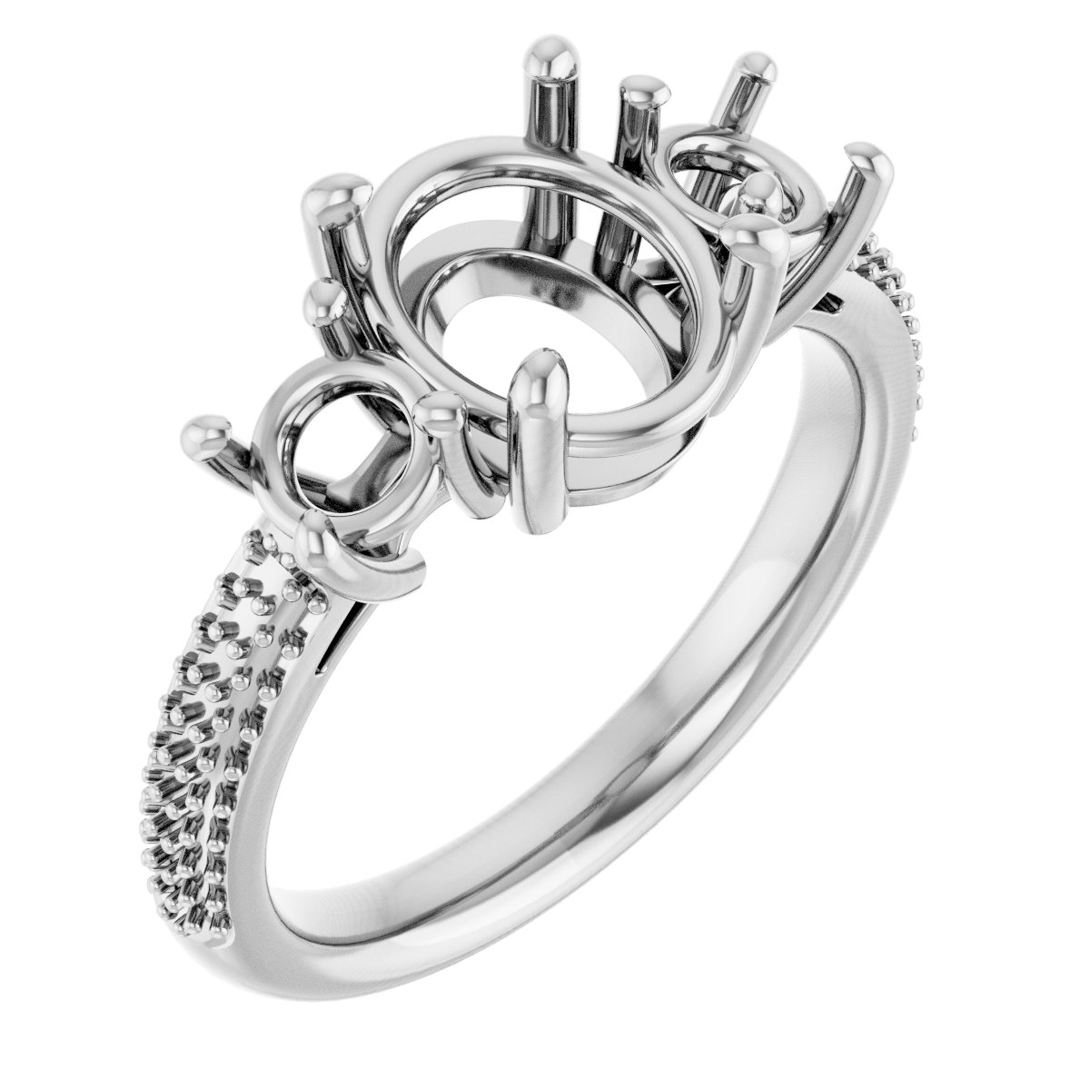 Pavé-Style Three-Stone Engagement Ring