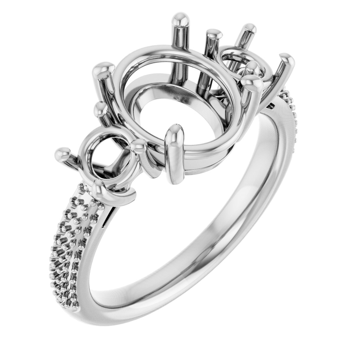 Pavé-Style Three-Stone Engagement Ring