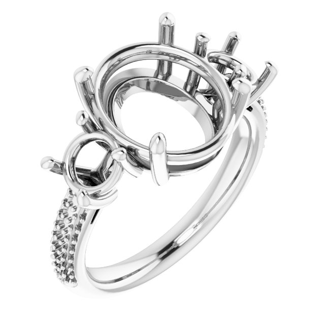 Pavé-Style Three-Stone Engagement Ring