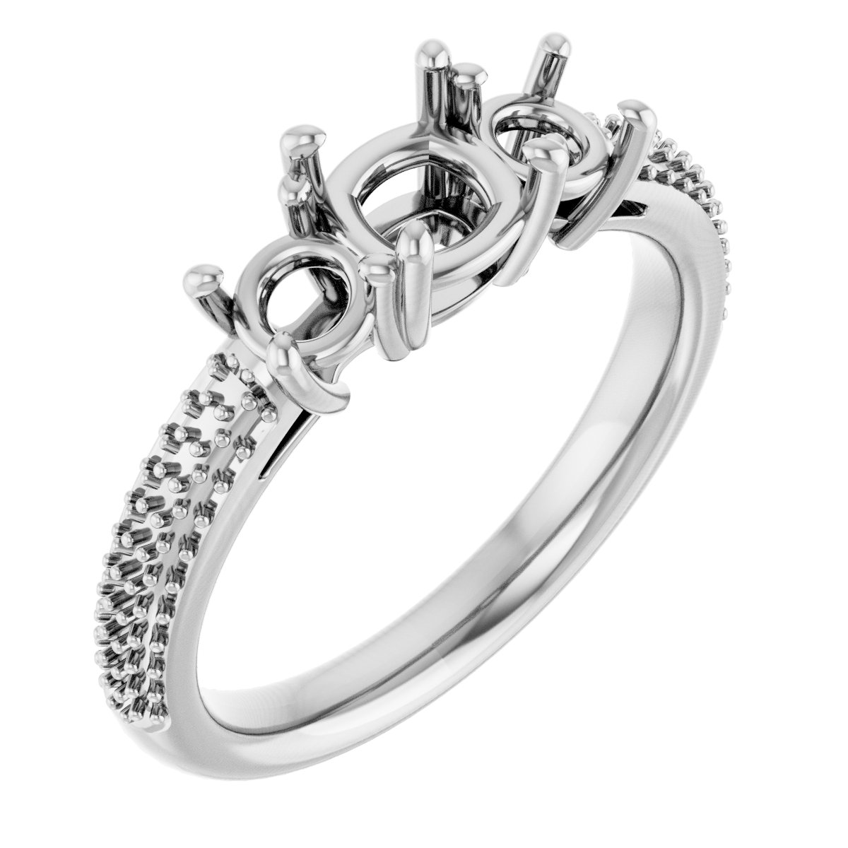 Pavé-Style Three-Stone Engagement Ring