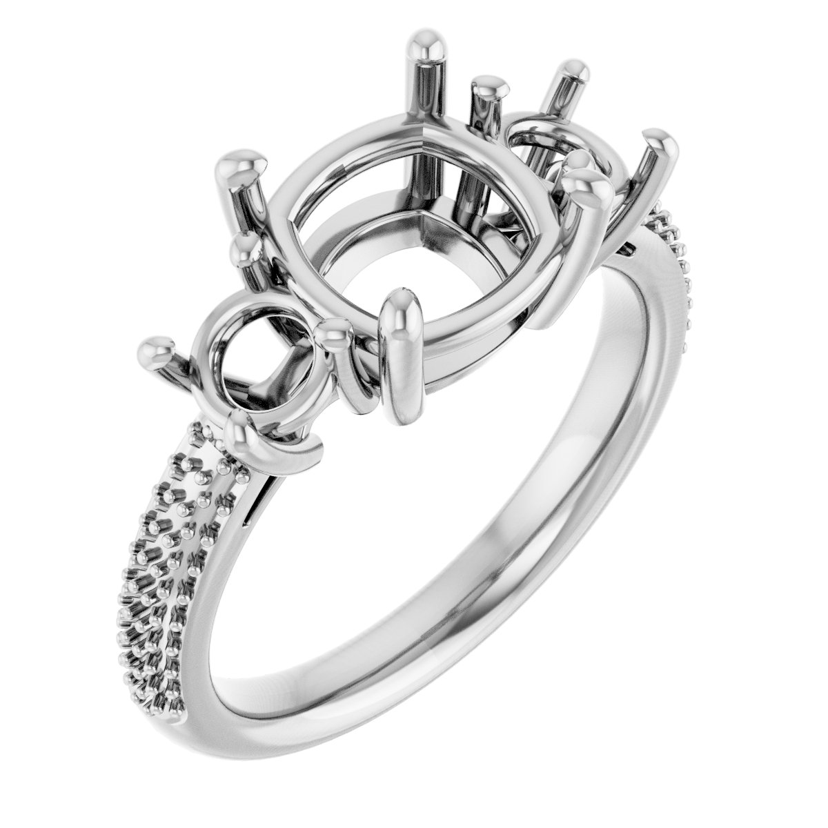 Pavé-Style Three-Stone Engagement Ring