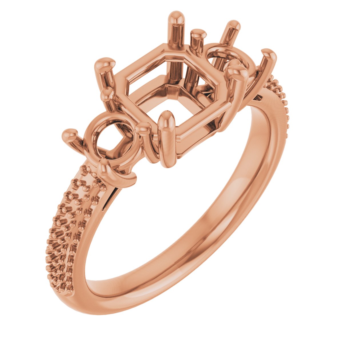 Pavé-Style Three-Stone Engagement Ring