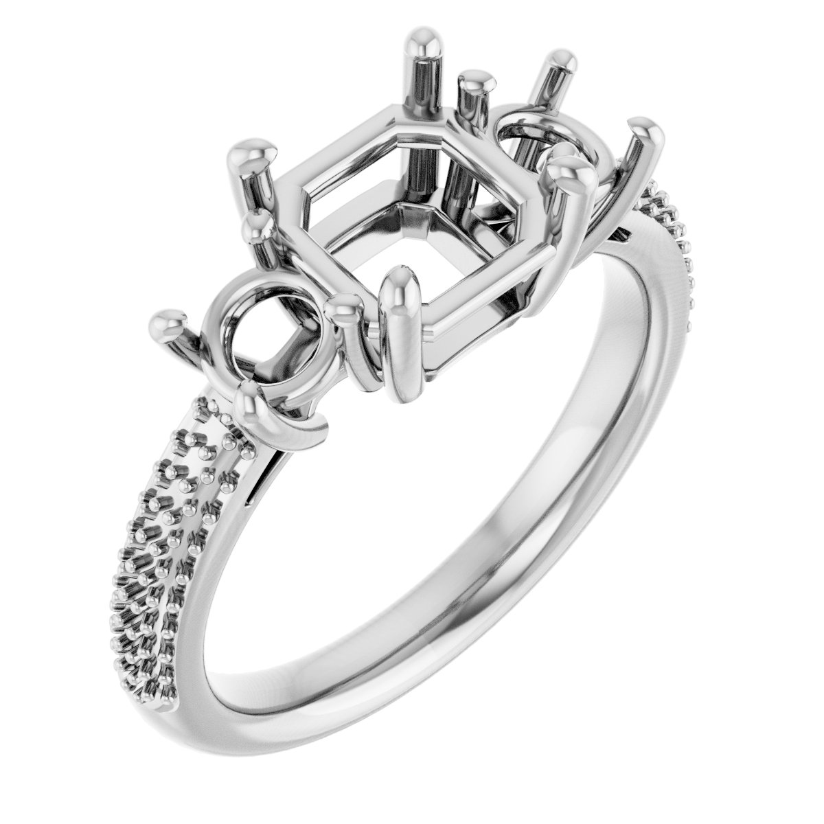 Pavé-Style Three-Stone Engagement Ring