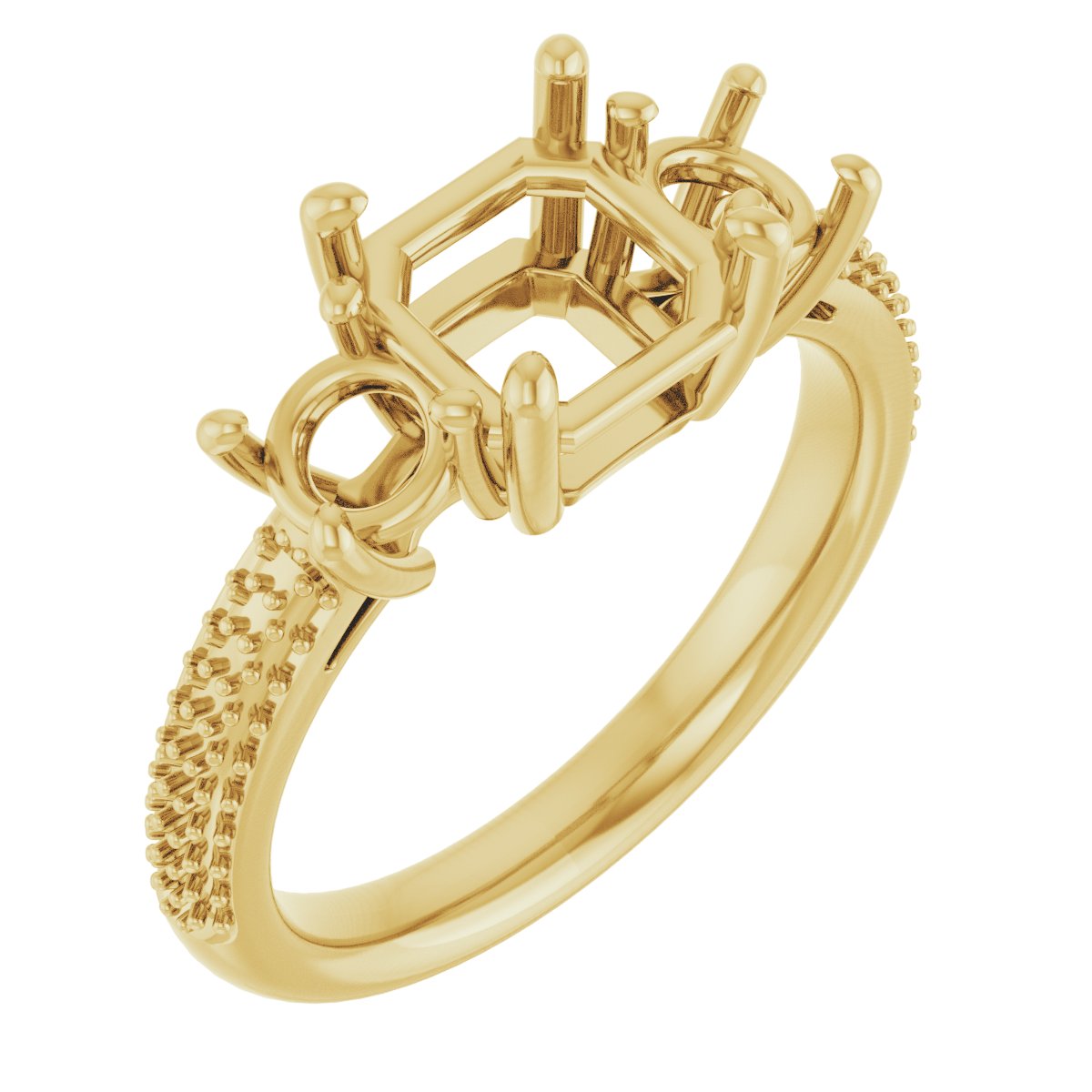 Pavé-Style Three-Stone Engagement Ring