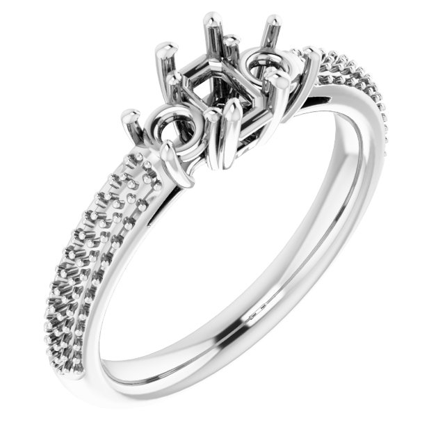 Pavé-Style Three-Stone Engagement Ring