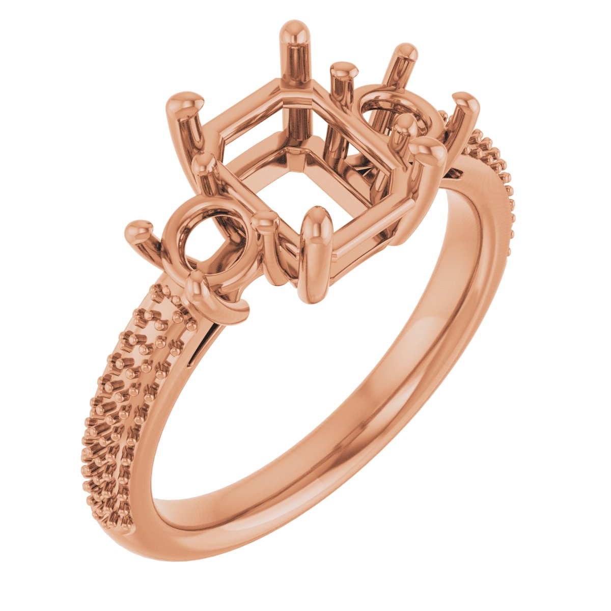 Pavé-Style Three-Stone Engagement Ring