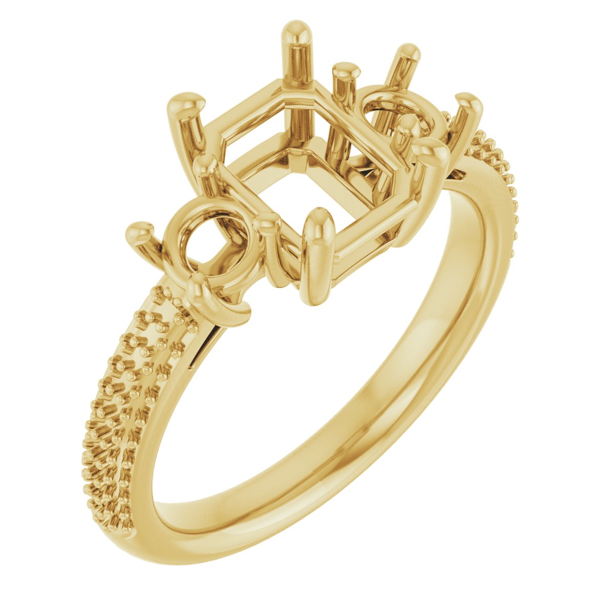 Pavé-Style Three-Stone Engagement Ring