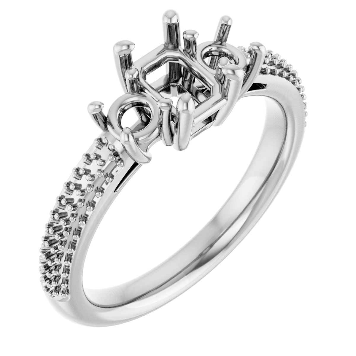 Pavé-Style Three-Stone Engagement Ring
