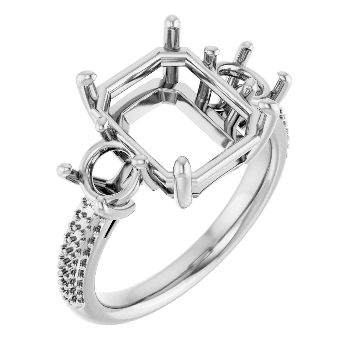 Pavé-Style Three-Stone Engagement Ring