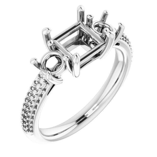 Pavé-Style Three-Stone Engagement Ring
