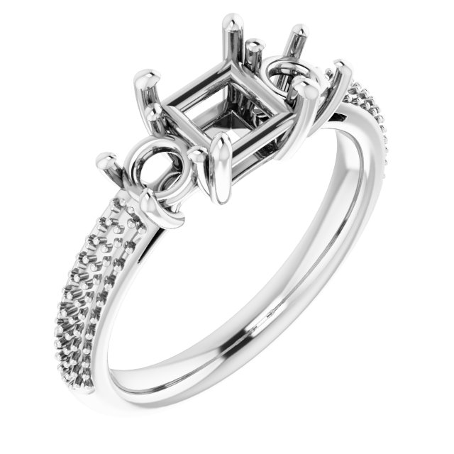 Pavé-Style Three-Stone Engagement Ring