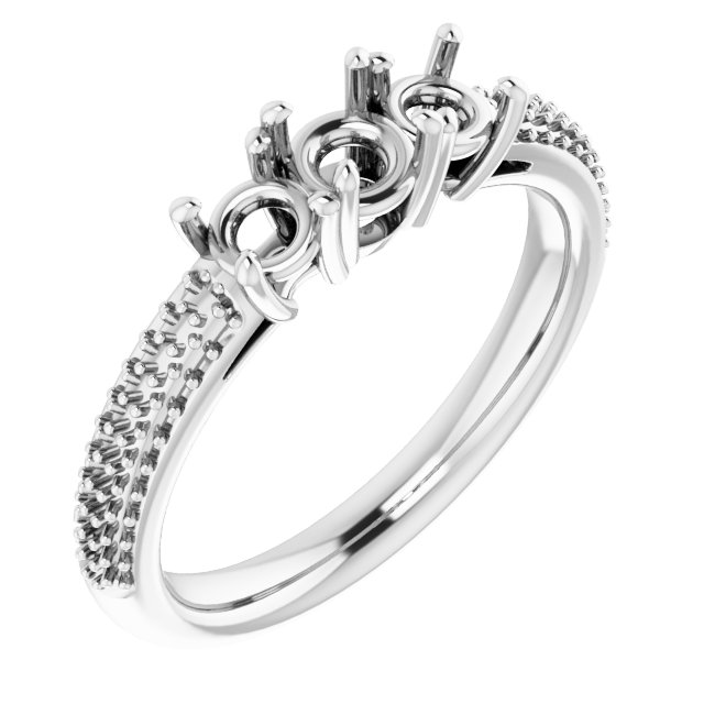 Pavé-Style Three-Stone Engagement Ring