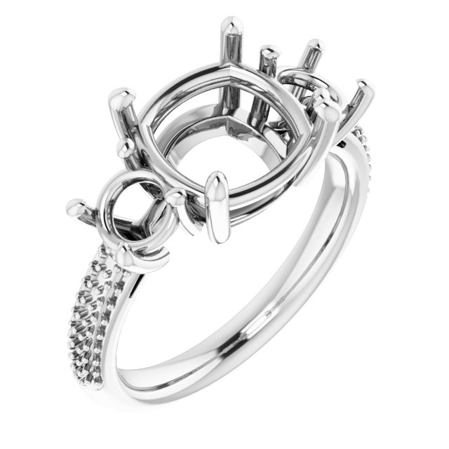 Pavé-Style Three-Stone Engagement Ring