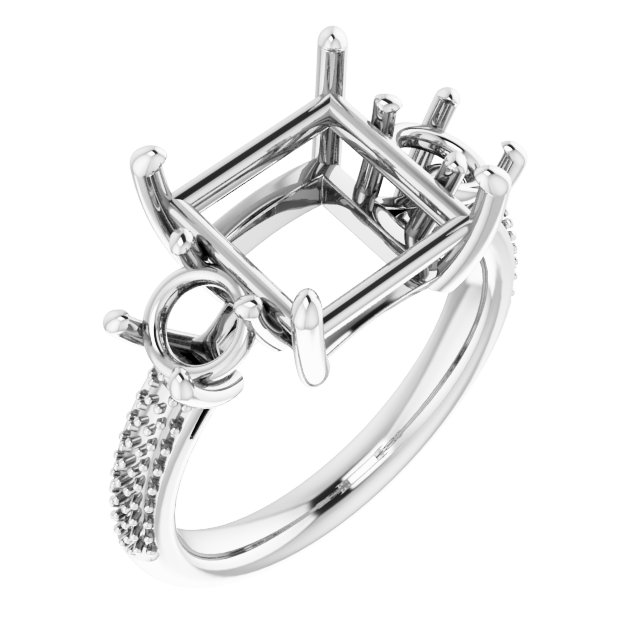 Pavé-Style Three-Stone Engagement Ring