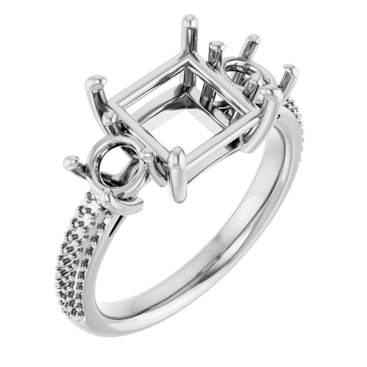 Pavé-Style Three-Stone Engagement Ring