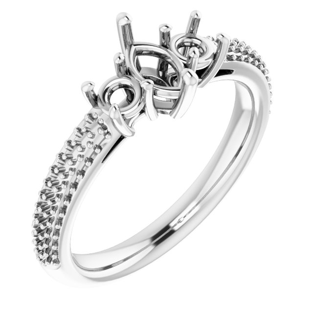 Pavé-Style Three-Stone Engagement Ring
