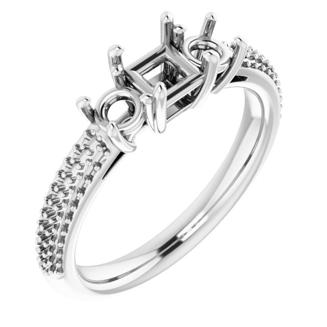 Pavé-Style Three-Stone Engagement Ring