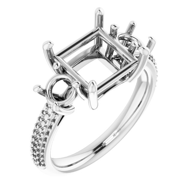 Pavé-Style Three-Stone Engagement Ring