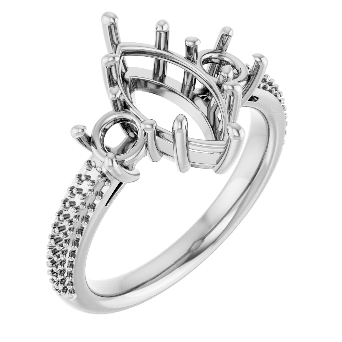 Pavé-Style Three-Stone Engagement Ring