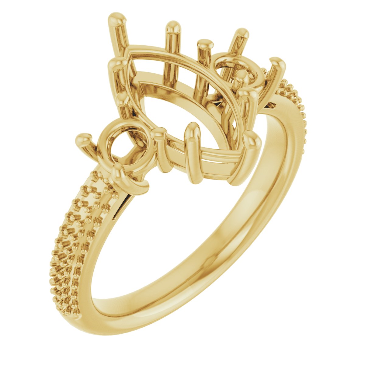 Pavé-Style Three-Stone Engagement Ring