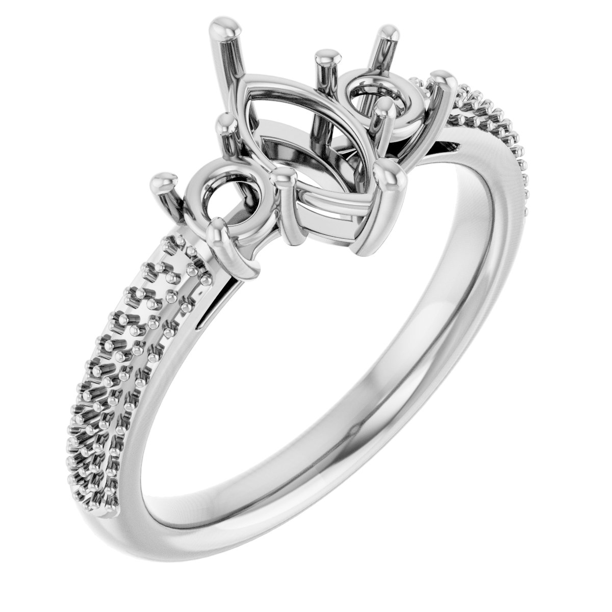 Pavé-Style Three-Stone Engagement Ring