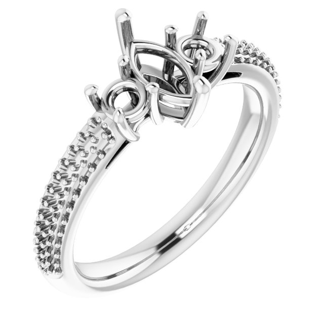 Pavé-Style Three-Stone Engagement Ring