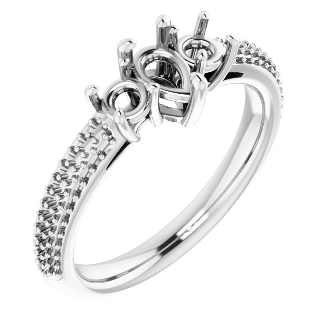 Pavé-Style Three-Stone Engagement Ring